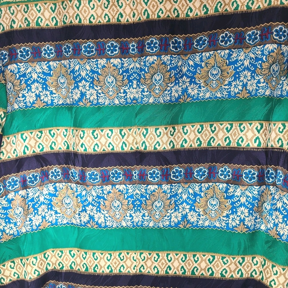 Vtg Talbots Silk Blazer Jacket Womens Large Blue Green Baroque Print Lined - Picture 4 of 6